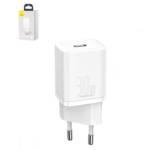 Сетевое зарядное устройство Baseus Super Si, Quick Charge, белое, USB Type-C, 30 Вт, CCSUP-J02