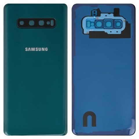 Задняя крышка Samsung SM-G975 Galaxy S10 Plus, зеленая, со стеклом камеры, Original (PRC) | корпус, панель аккумулятора, АКБ, батареи