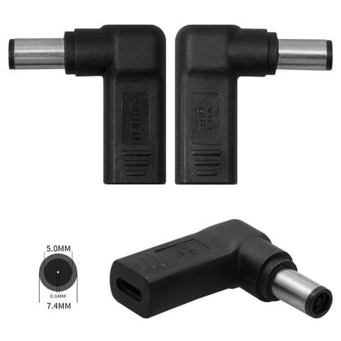Адаптер зарядки, Power Delivery trigger ноутбуков, 20 B, Type-C, 7.4 мм, d 5.0 мм, ноутбуков Dell