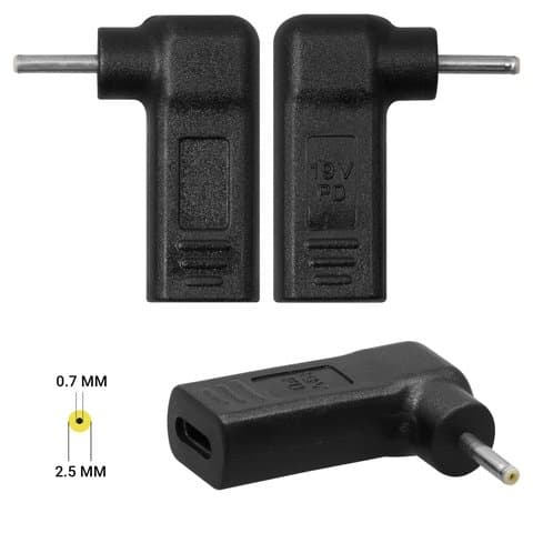 Адаптер зарядки, Power Delivery trigger ноутбуков, 19 B, Type-C, 2.5 мм, d 0.7 мм