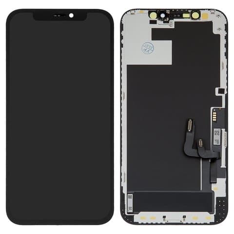 Дисплей Apple iPhone 12, iPhone 12 Pro, чорний | з тачскріном | High Copy | дисплейный модуль, экран, з фіксатором камери та датчіка наближення, (OLED), GK OEM hard