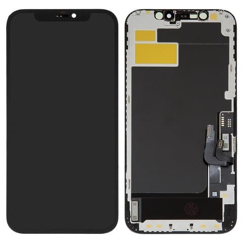 Дисплей Apple iPhone 12, iPhone 12 Pro, чорний | з тачскріном | High Copy | дисплейный модуль, экран, з фіксатором камери та датчіка наближення, (OLED), XY OEM soft