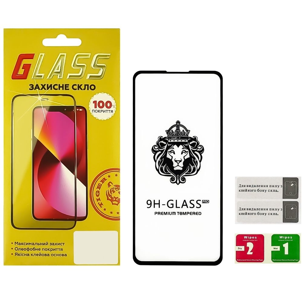 Закаленное защитное стекло Xiaomi Mi 9T, Mi 9T Pro, Redmi K20, Redmi K20 Pro, M1903F10G, M1903F11G, M1903F10I, M1903F11I, черное, Lion, 0.3 мм, 2.5D, Full Glue (клей по всей площади стекла), совместимо с чехлом