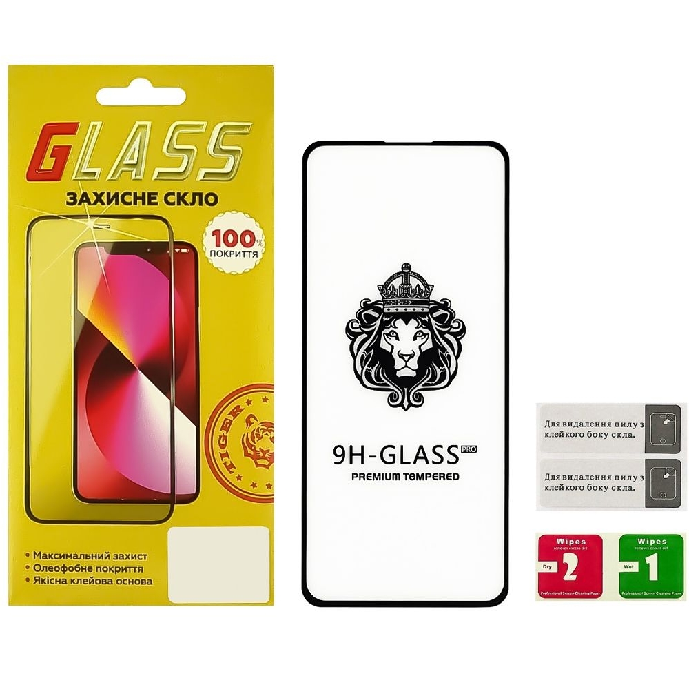 Закаленное защитное стекло Xiaomi Mi 10T Lite, черное, Lion, 0.3 мм, 2.5D, Full Glue (клей по всей площади стекла), совместимо с чехлом