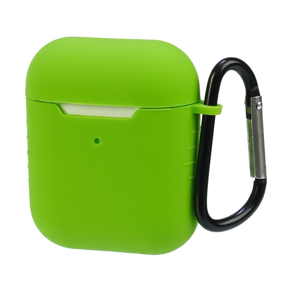 Чехол силиконовый с карабином Apple AirPods, AirPods 2, зелений