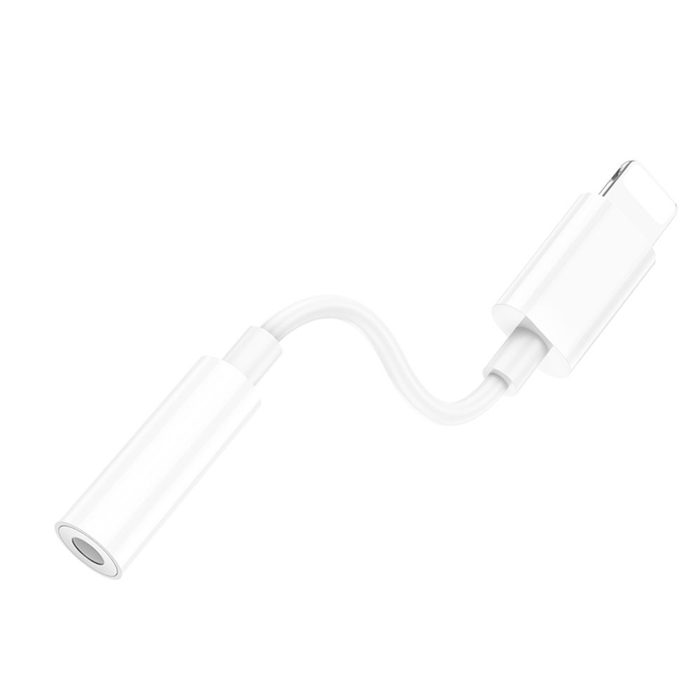 AUX-USB-кабель Hoco LS34, аудио конвертер, Lightning на Jack 3.5 (F), 8 см, білий
