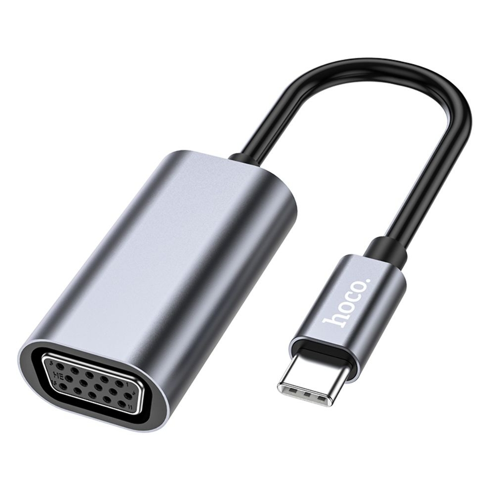 Переходник Hoco UA21, Type-C (M) на VGA (F), 13 см, серебристый
