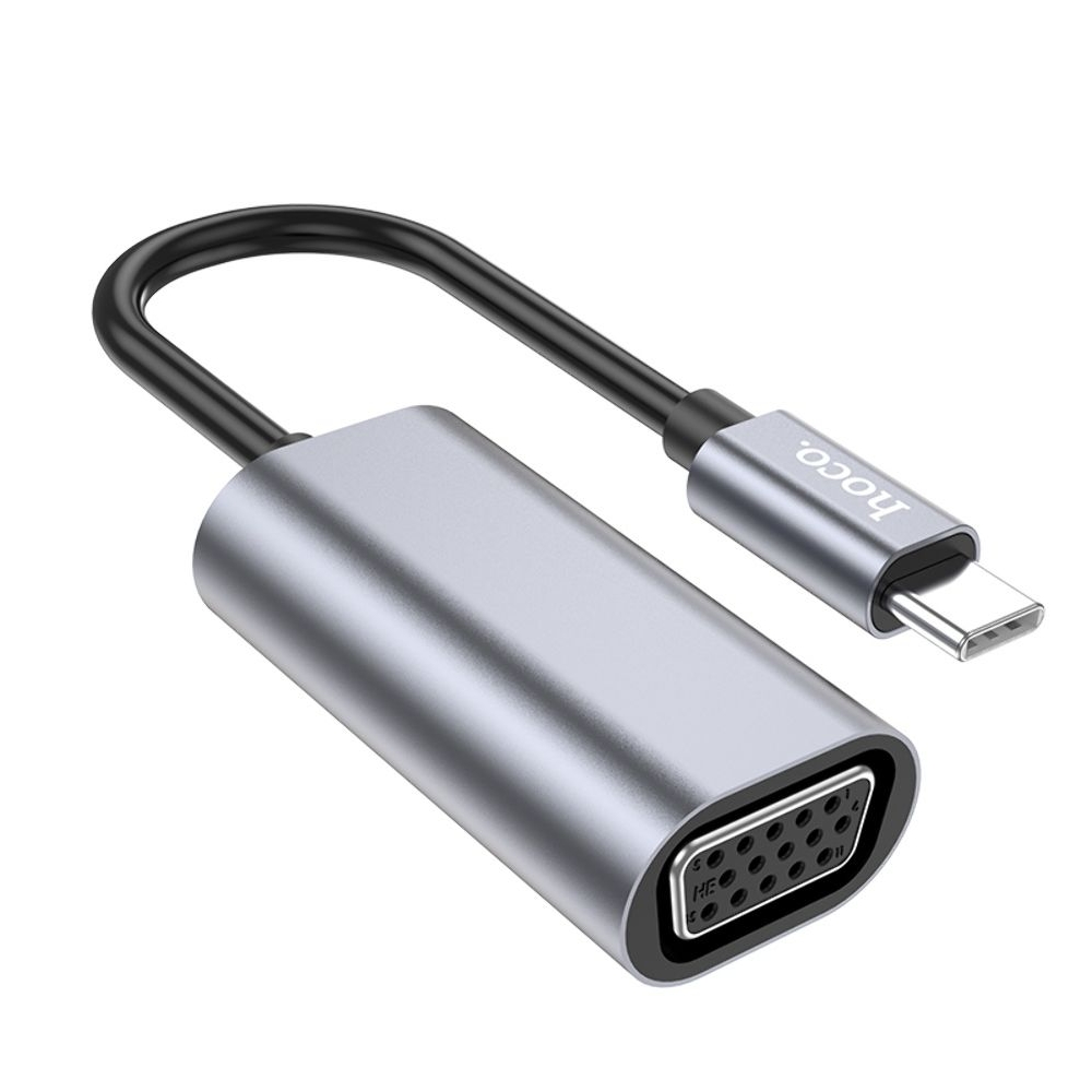 Переходник Hoco UA21, Type-C (M) на VGA (F), 13 см, серебристый