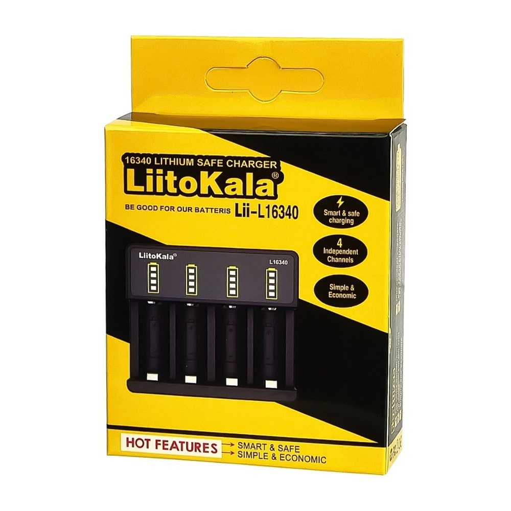 Сетевое зарядное устройство с тестером LiitoKala Lii-L16340, для аккумуляторов 16340 (CR123A), 4 слота