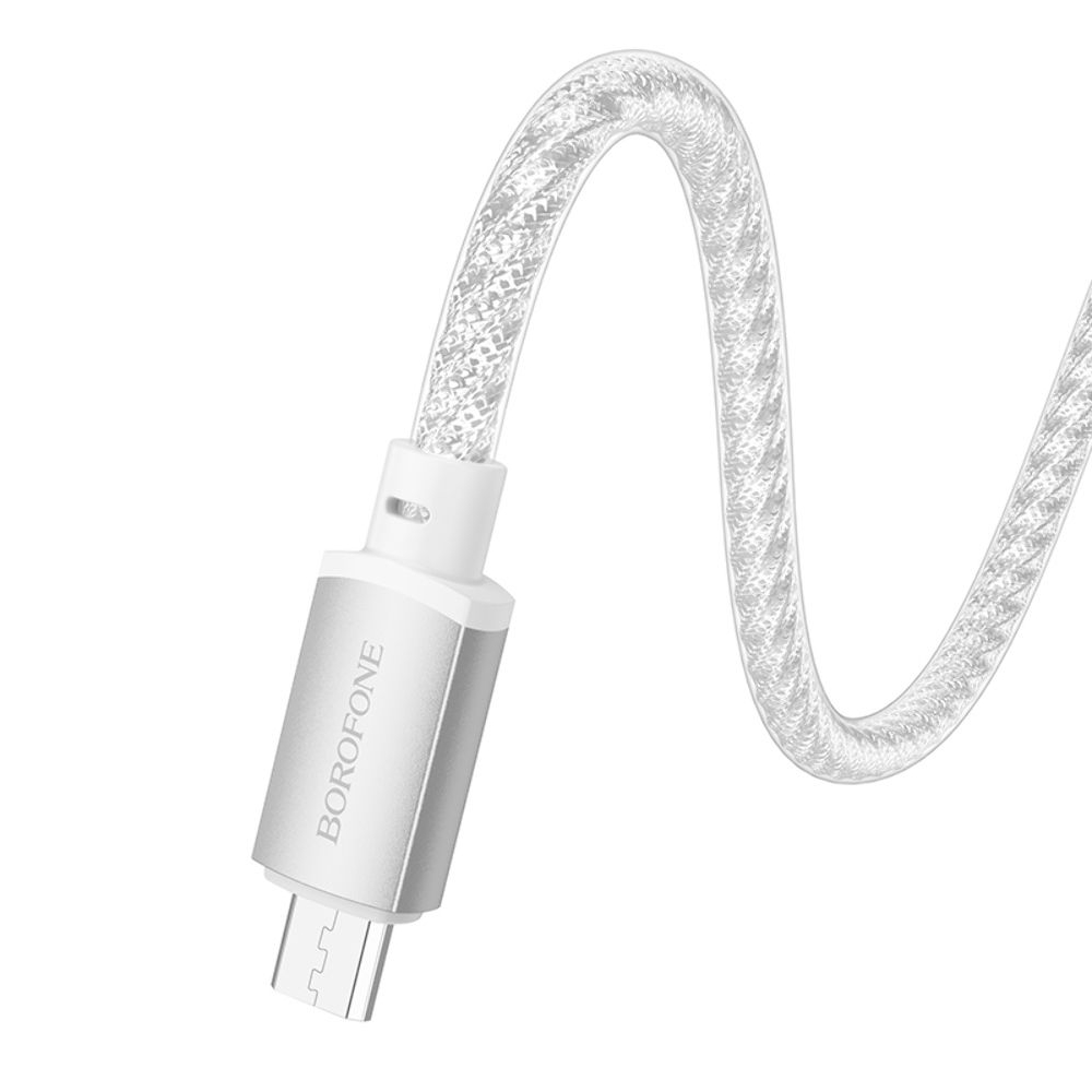USB-кабель Borofone BX95, USB на MicroUSB, 100 см, серебристый