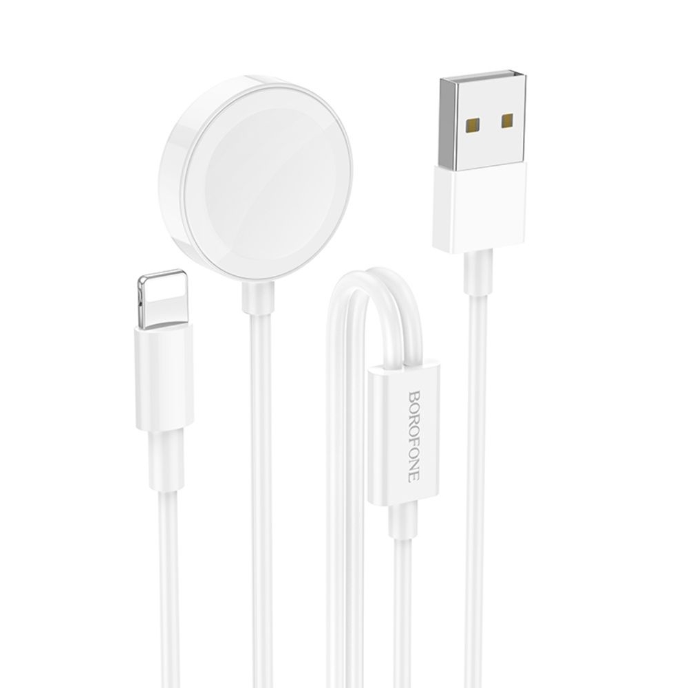 USB-кабель Borofone BQ22, 2 в 1, Lightning, iWatch, 100 см, білий