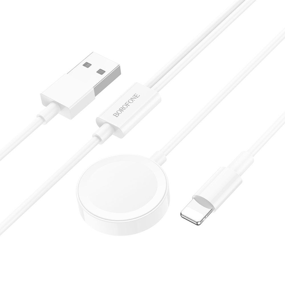 USB-кабель Borofone BQ22, 2 в 1, Lightning, iWatch, 100 см, білий