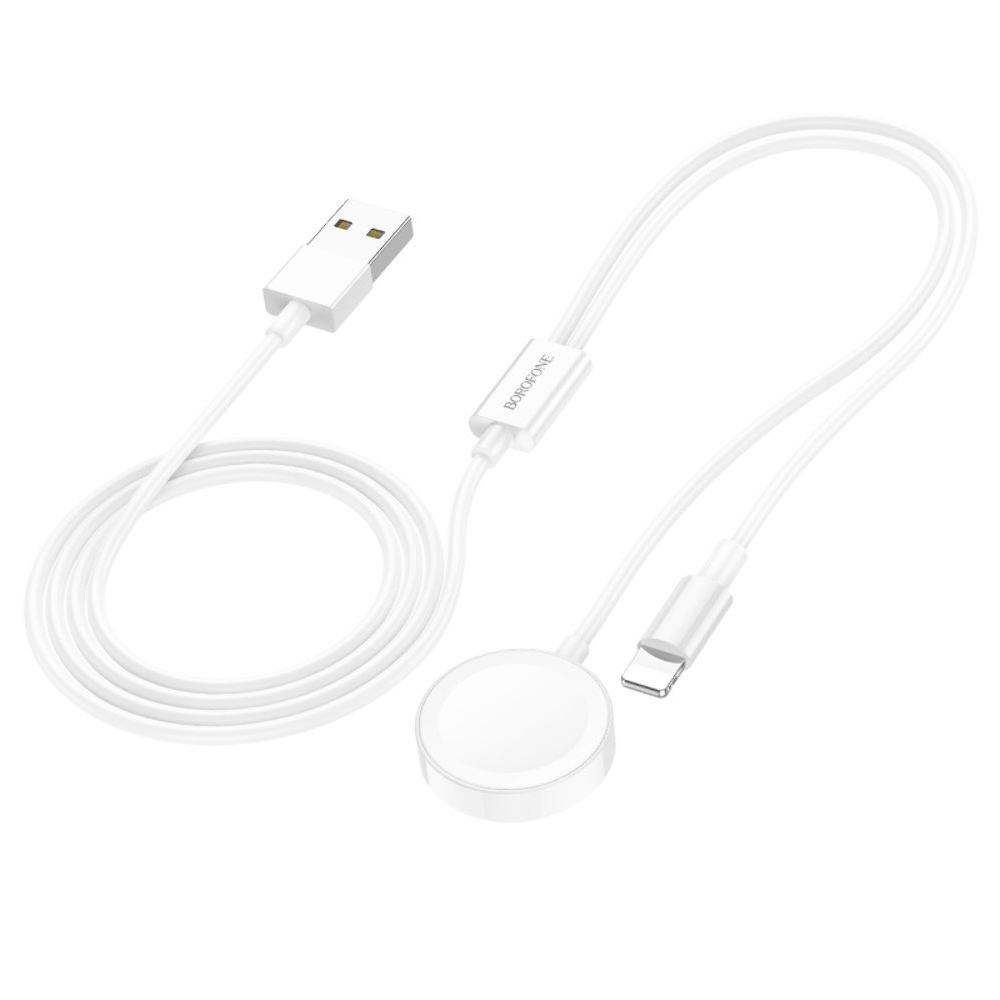 USB-кабель Borofone BQ22, 2 в 1, Lightning, iWatch, 100 см, білий