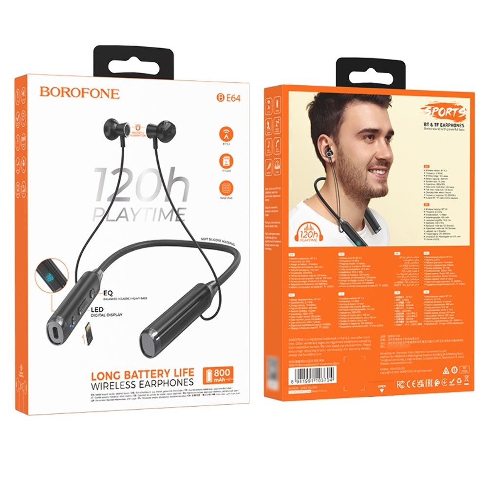 Наушники Borofone BE64, беспроводные, вкладыши, черные