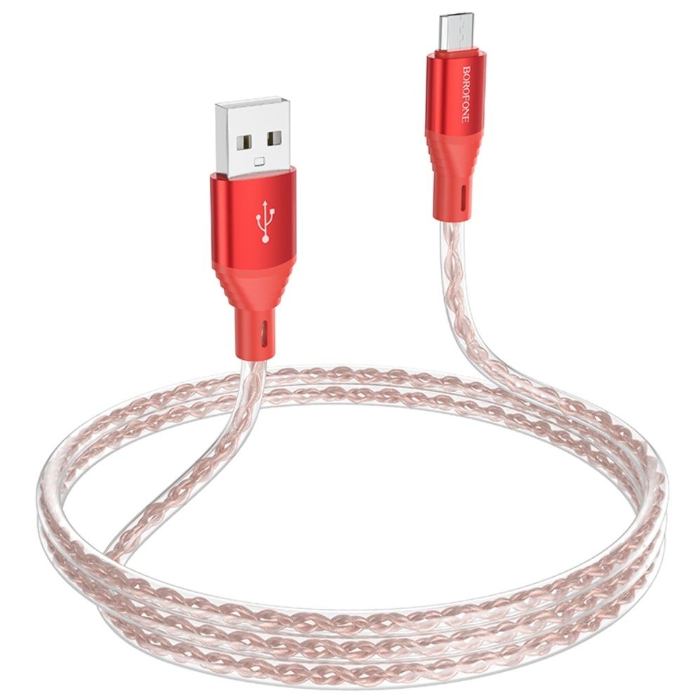 USB-кабель Borofone BX96, MicroUSB, 100 см, красный