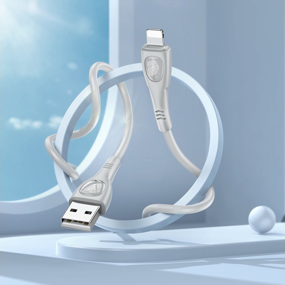 USB-кабель Borofone BX98, Lightning, 100 см, сірий