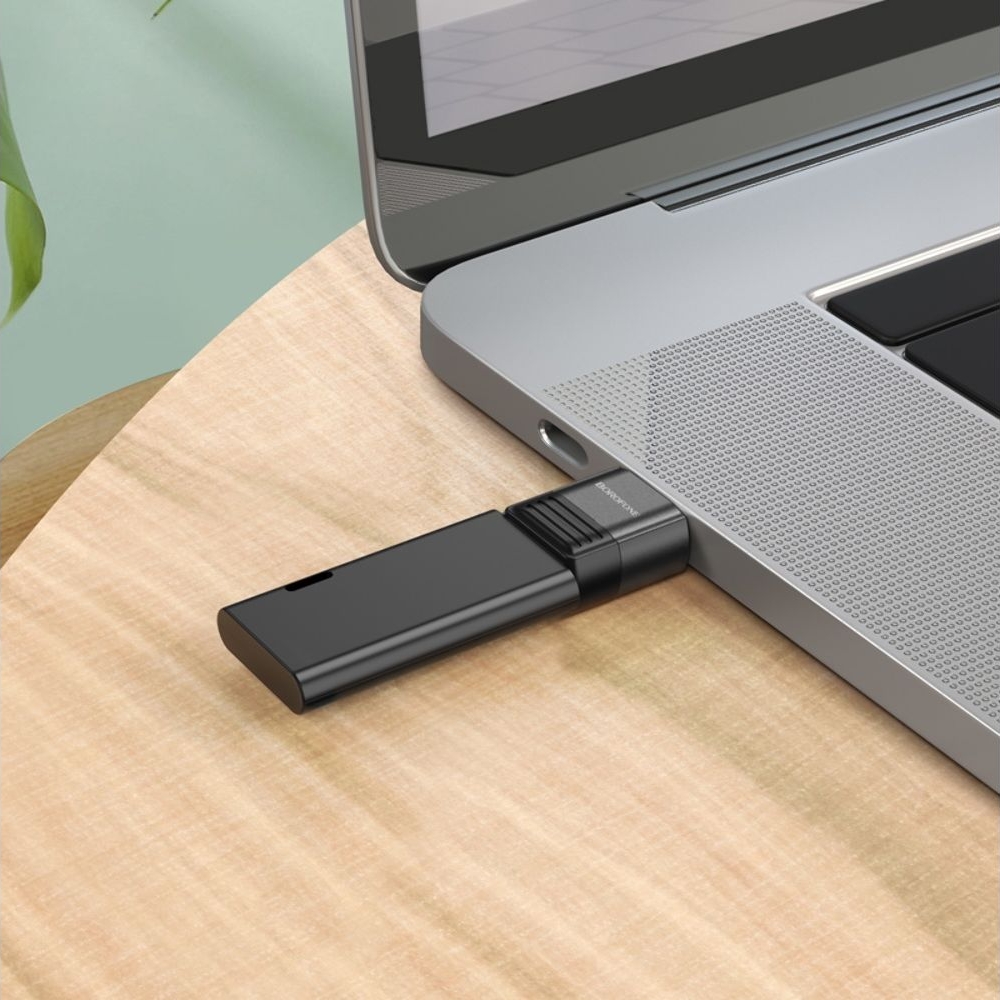Адаптер переходник Borofone BV18, Type-C на USB 2.0, чорний