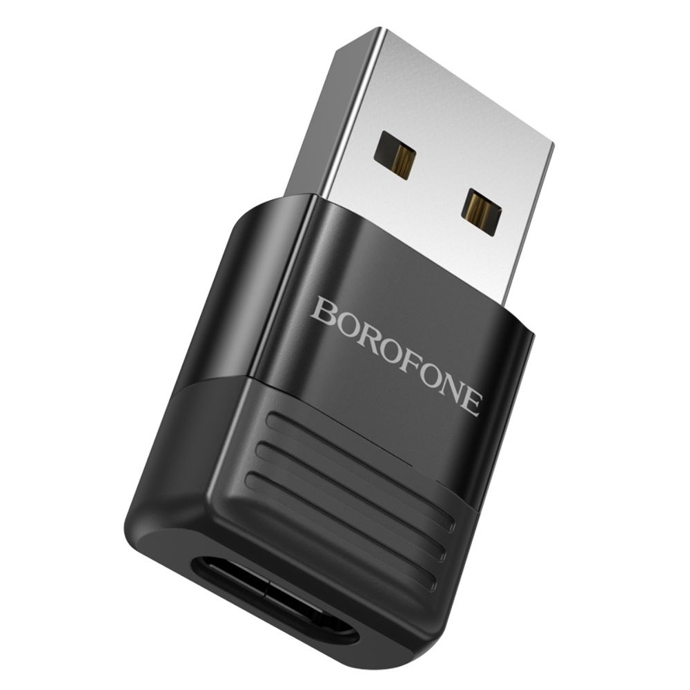 Адаптер переходник Borofone BV18, Type-C на USB 2.0, чорний