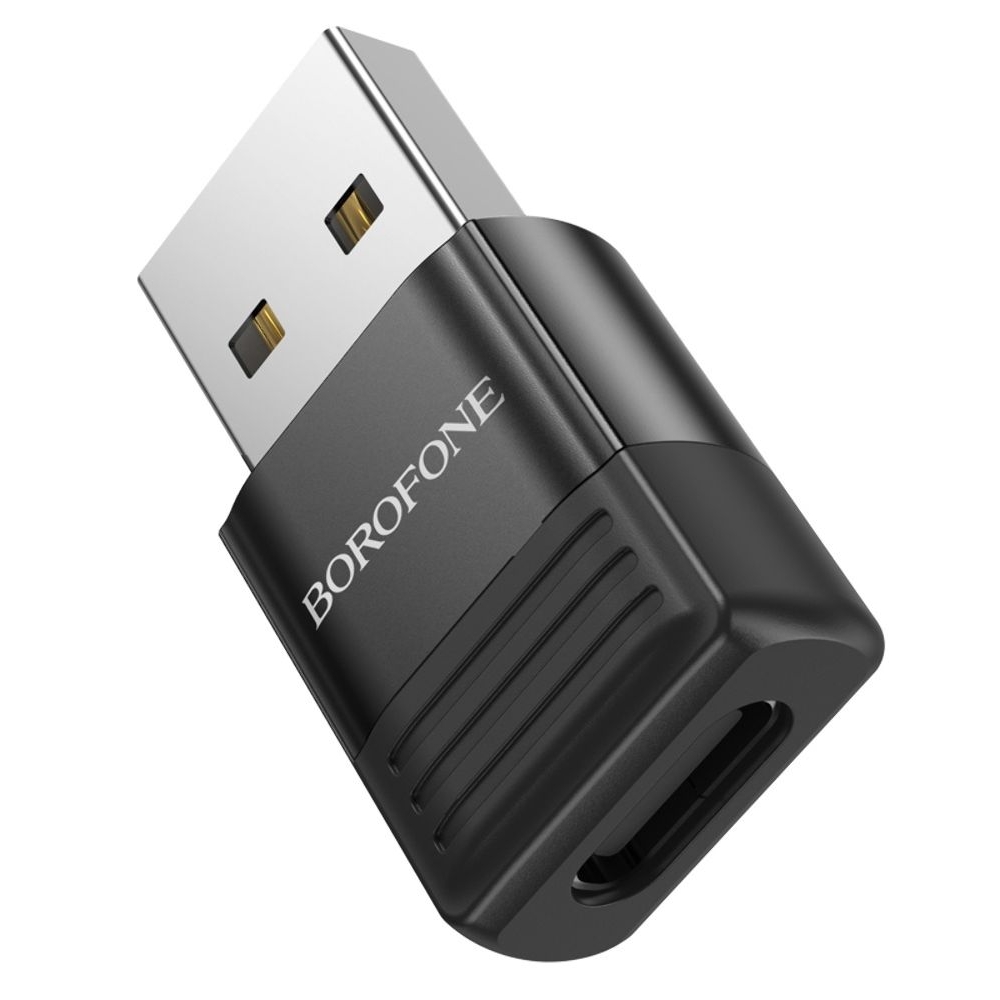 Адаптер переходник Borofone BV18, Type-C на USB 2.0, чорний