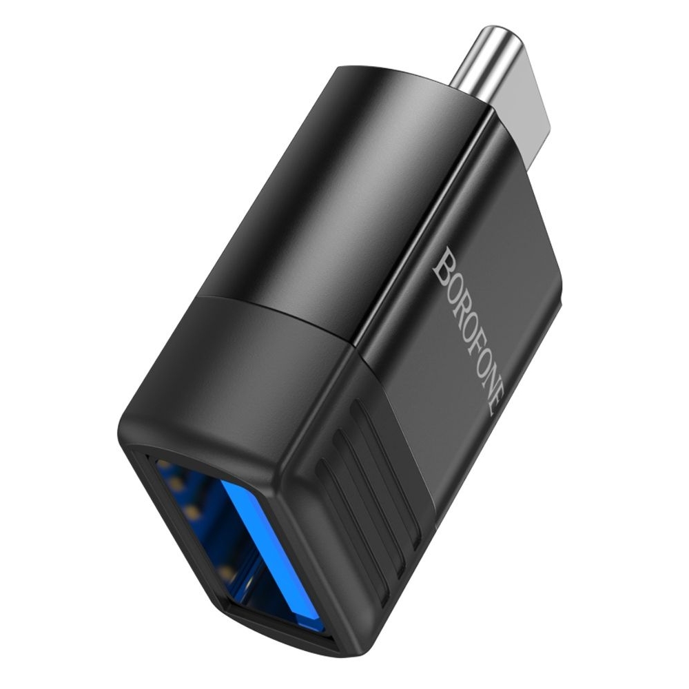 Адаптер переходник Borofone BV18, Type-C на USB 3.0, чорний