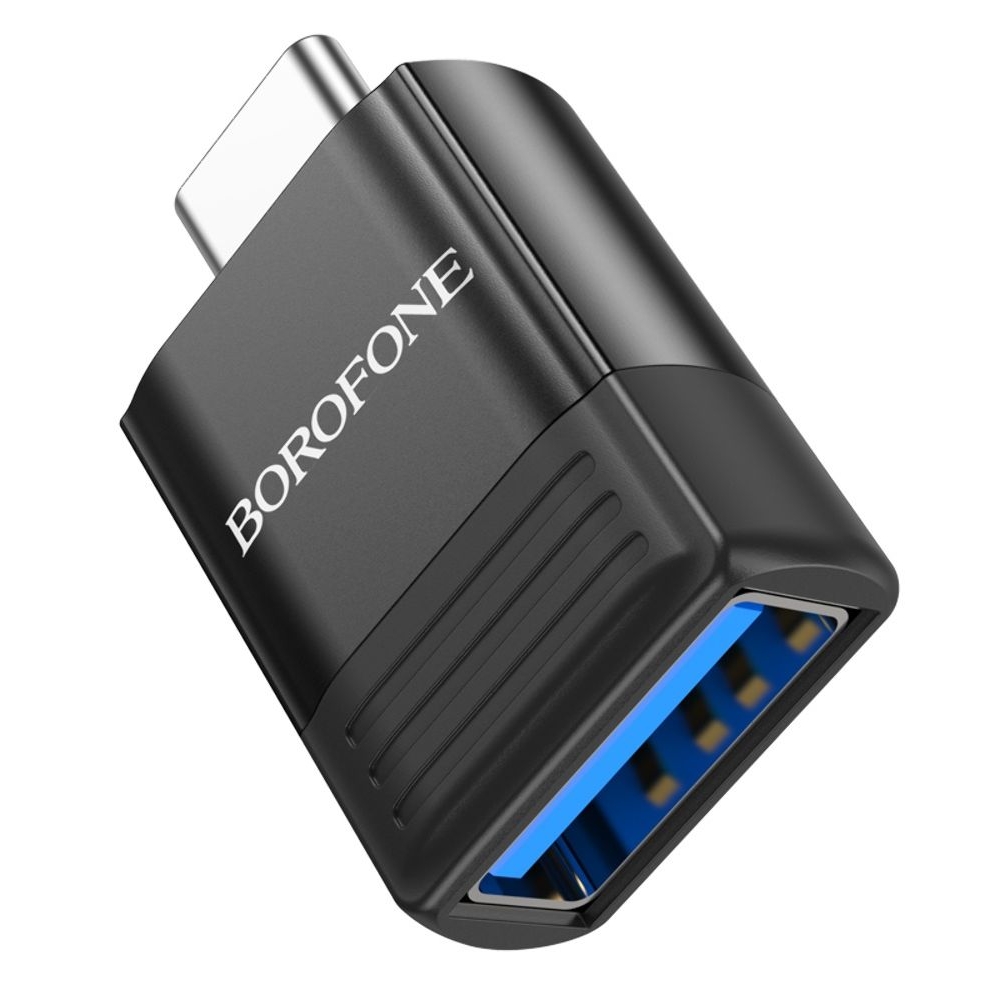 Адаптер переходник Borofone BV18, Type-C на USB 3.0, чорний