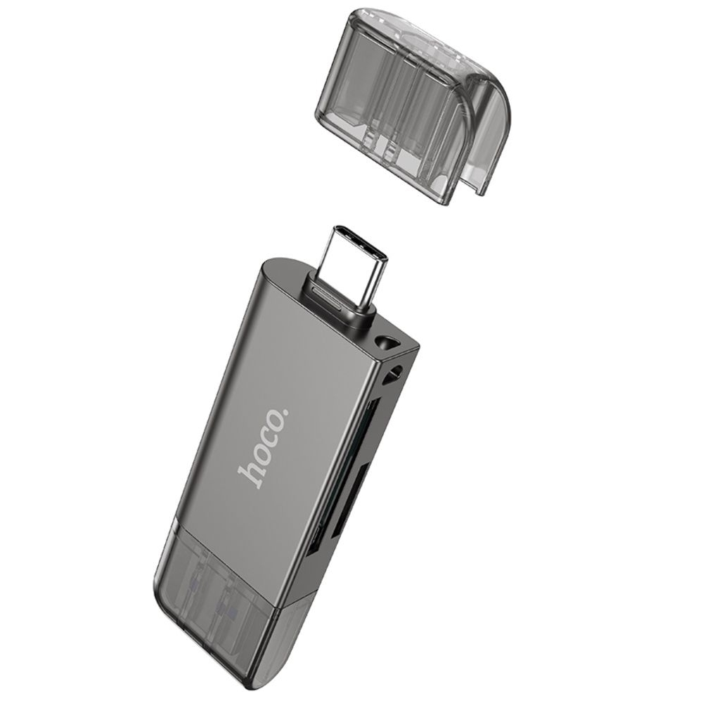 Адаптер переходник Hoco HB39, USB, Type-C, 3.0, сірий