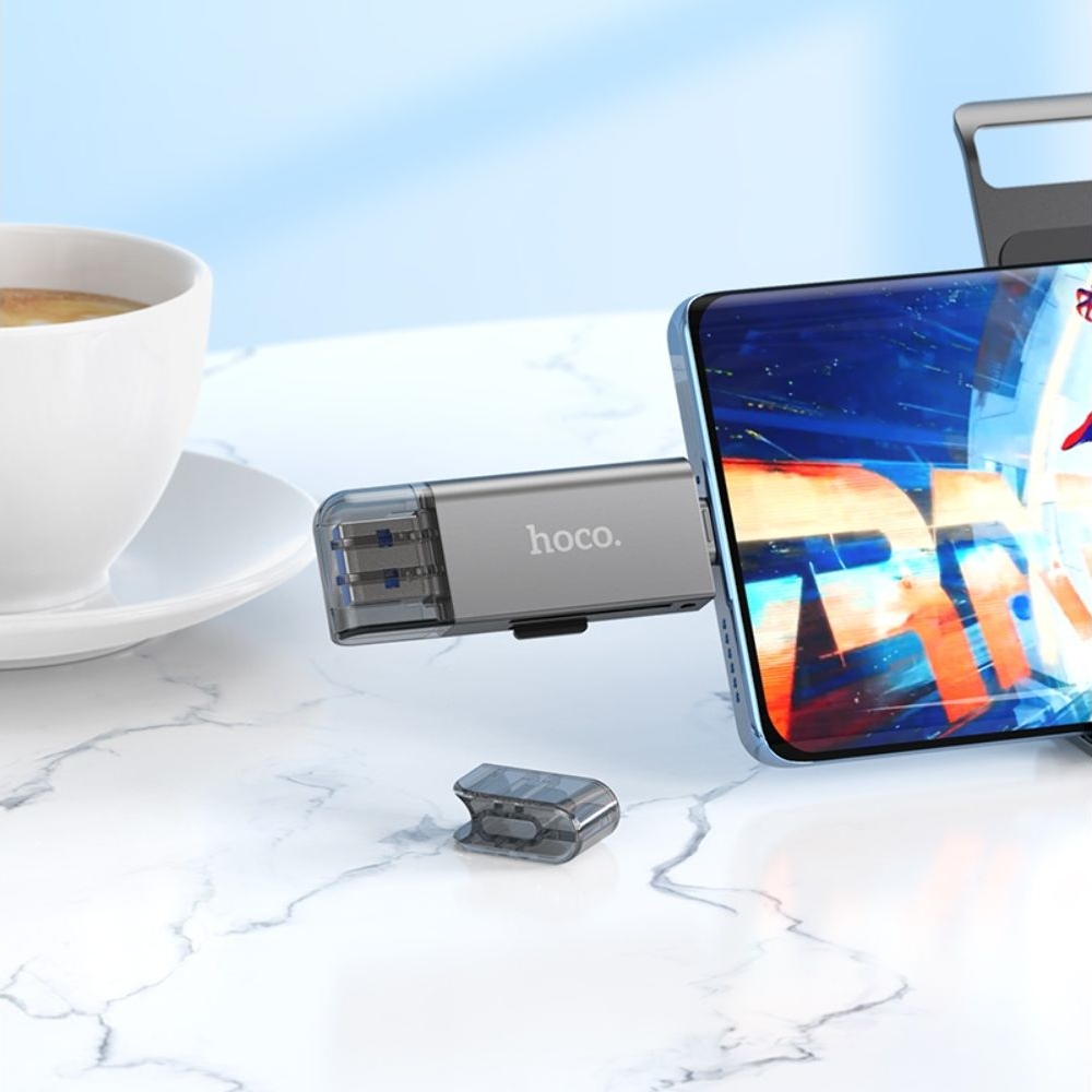 Адаптер переходник Hoco HB39, USB, Type-C, 3.0, сірий