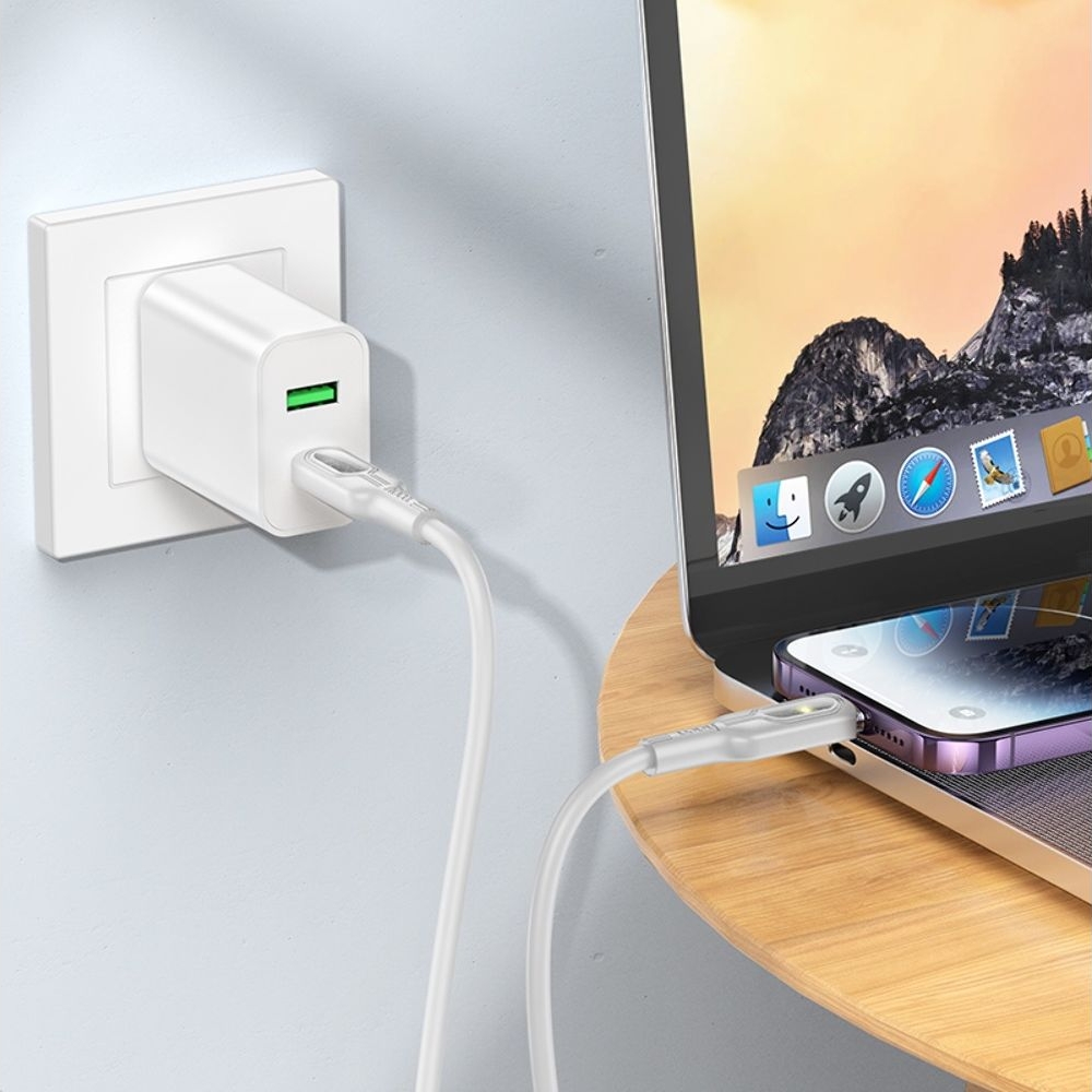 USB-кабель Hoco U120, Type-C на Lightning, 100 см, сірий