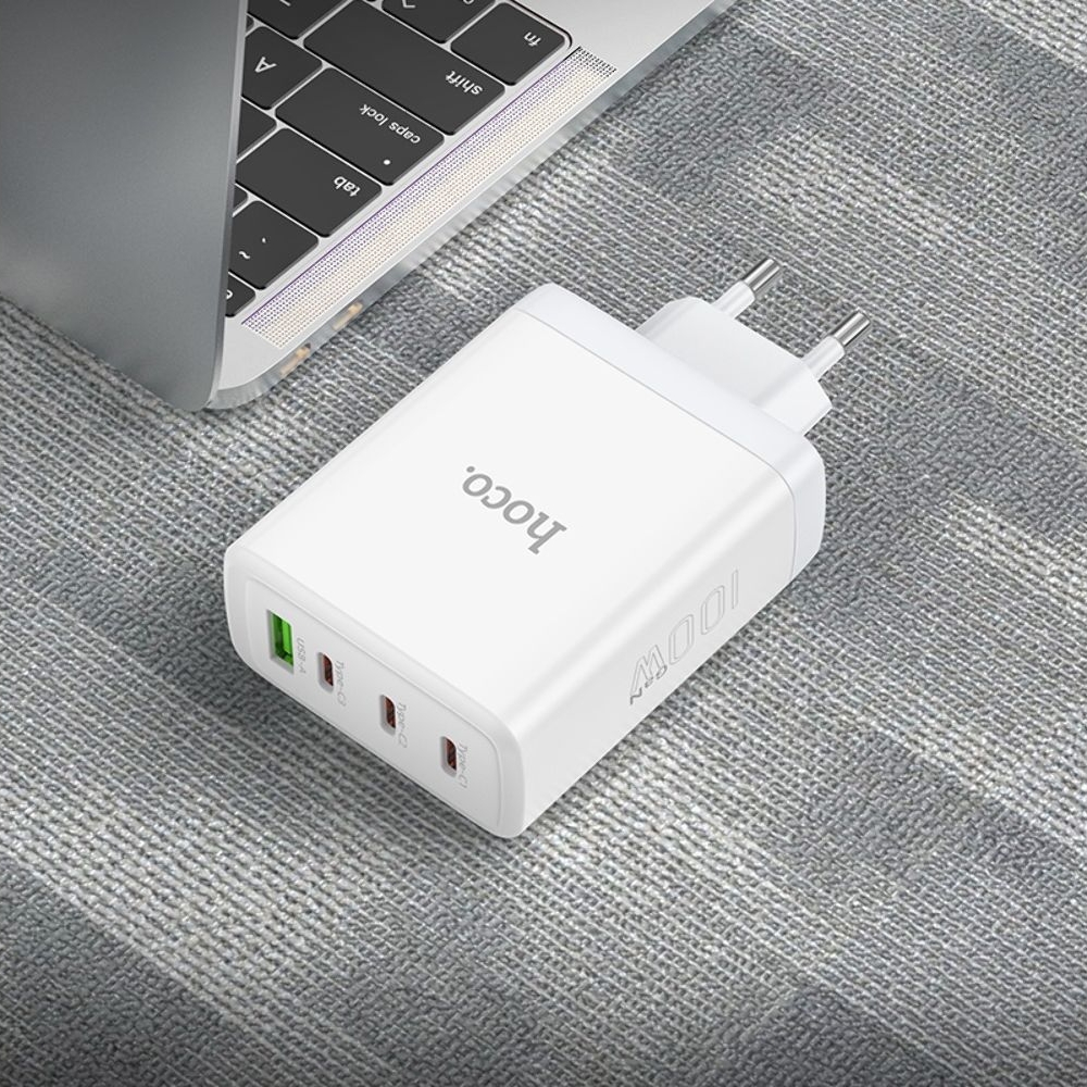 Сетевое зарядное устройство Hoco N31, PowerDelivery (100 Вт), 3C1A, белое