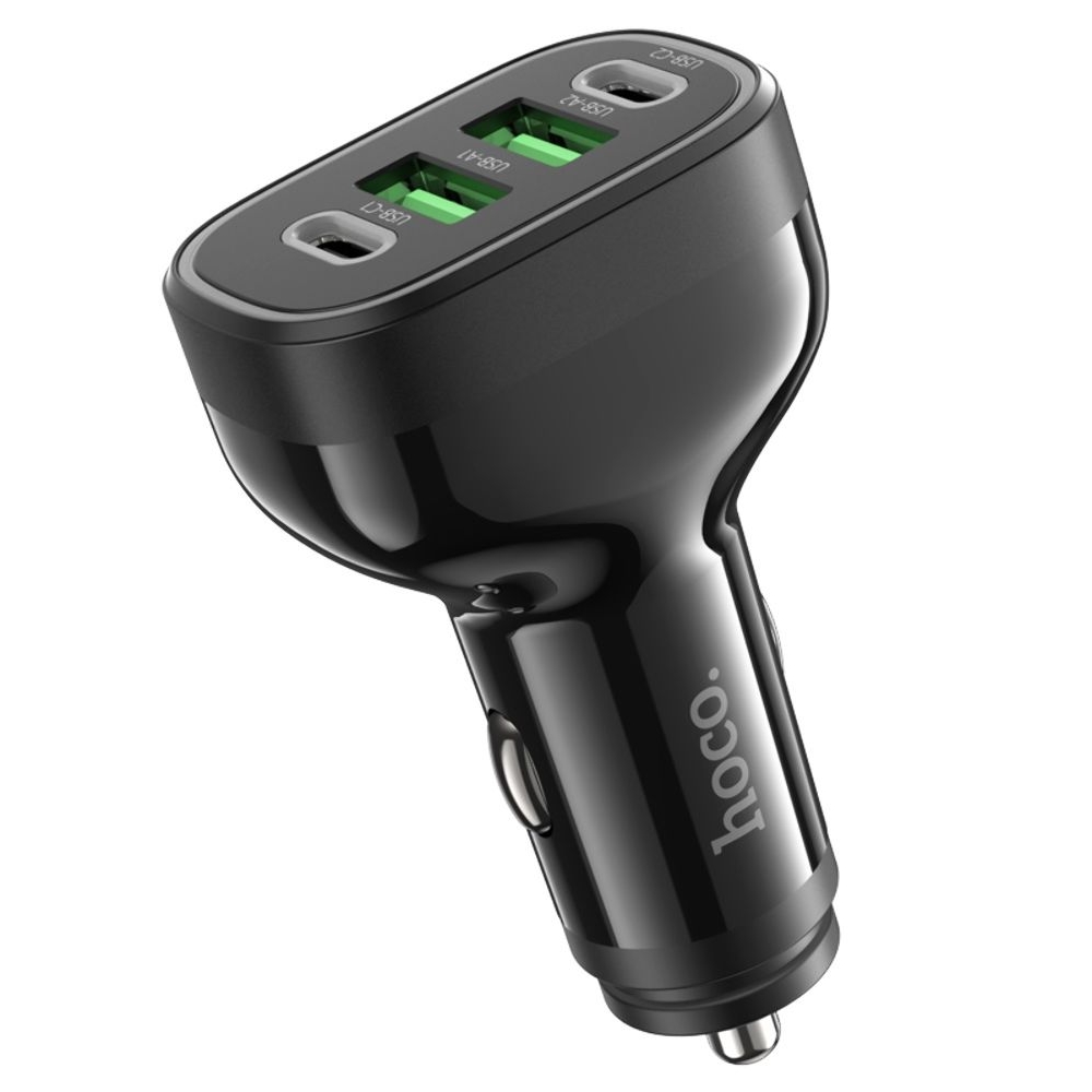 Автомобильний зарядний пристрій Hoco NZ11, 2 USB, 2 Type-C, Power Delivery (72 Вт), черное | зарядка, зарядное устройство