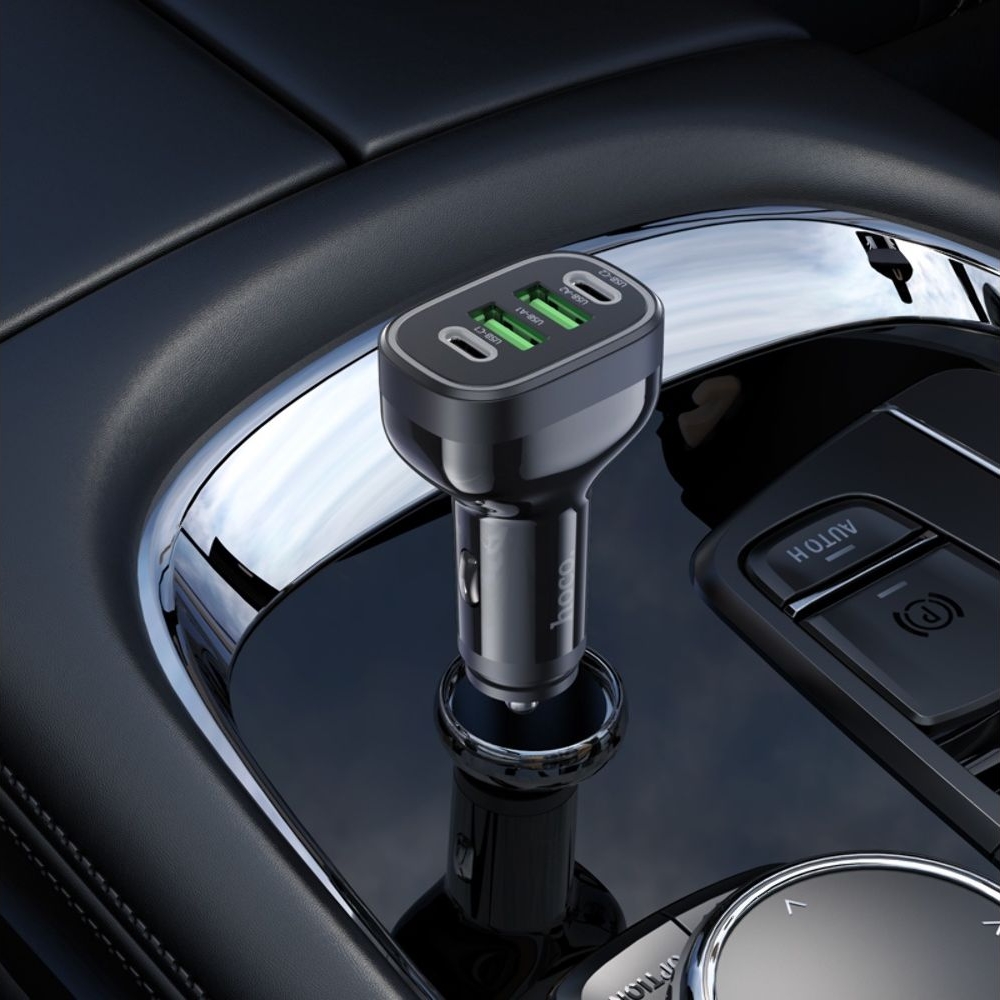 Автомобильний зарядний пристрій Hoco NZ11, 2 USB, 2 Type-C, Power Delivery (72 Вт), черное | зарядка, зарядное устройство