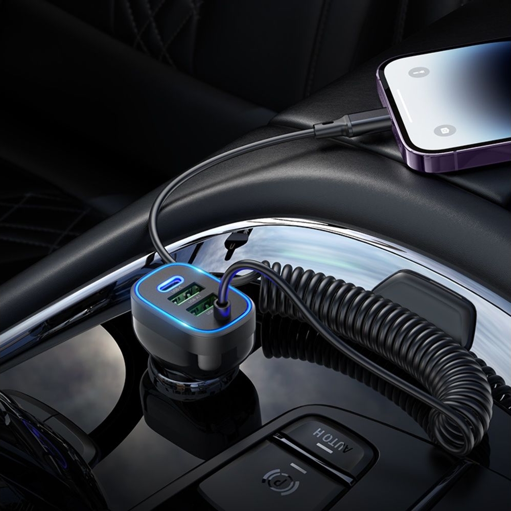Автомобильний зарядний пристрій Hoco NZ11A, 2 USB, Type-C, Power Delivery (30 Вт), черное + кабель Lightning | зарядка, зарядное устройство