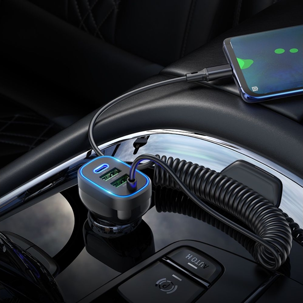 Автомобильний зарядний пристрій Hoco NZ11A, 2 USB, Type-C, Power Delivery (30 Вт), черное + кабель Type-C | зарядка, зарядное устройство