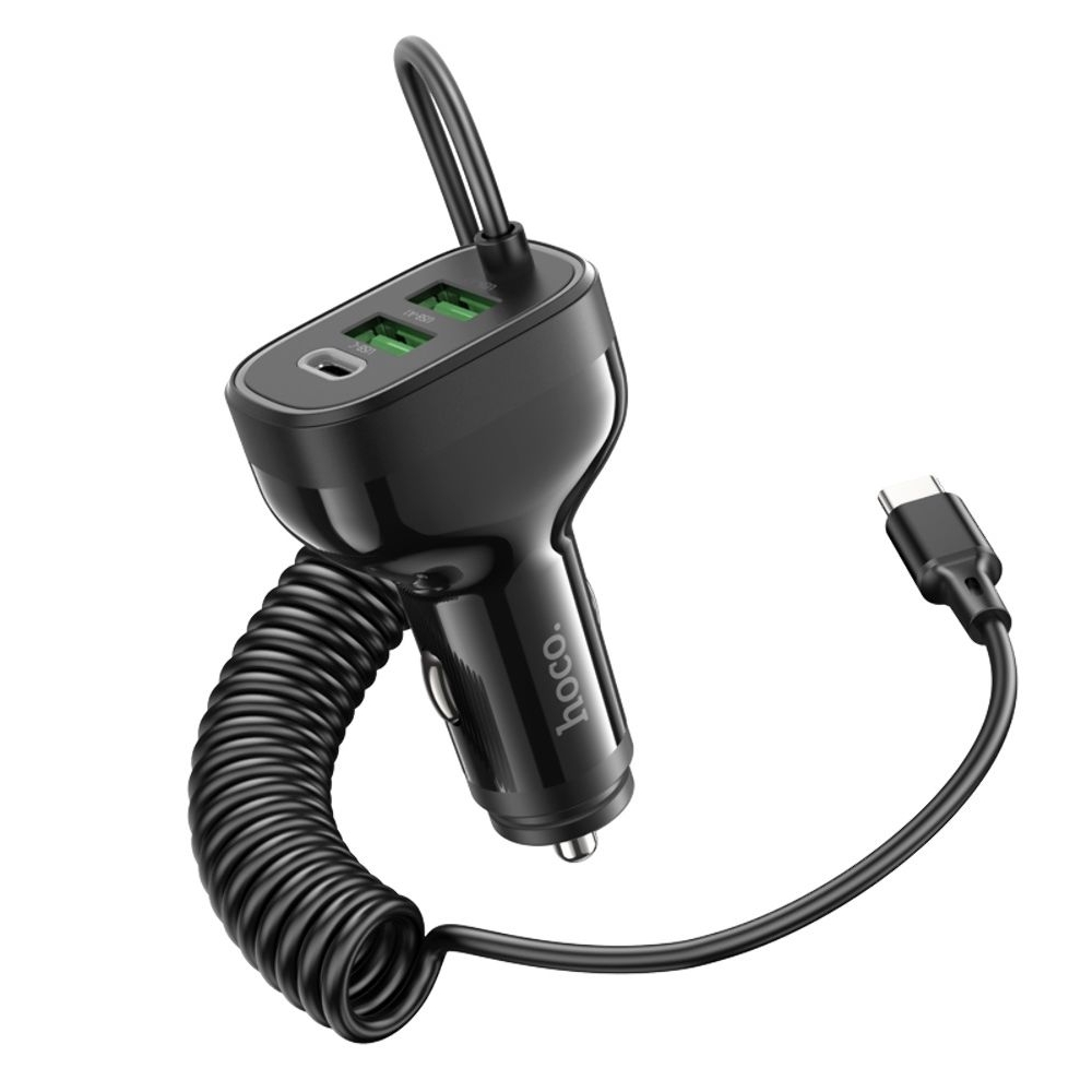 Автомобильний зарядний пристрій Hoco NZ11A, 2 USB, Type-C, Power Delivery (30 Вт), черное + кабель Type-C | зарядка, зарядное устройство