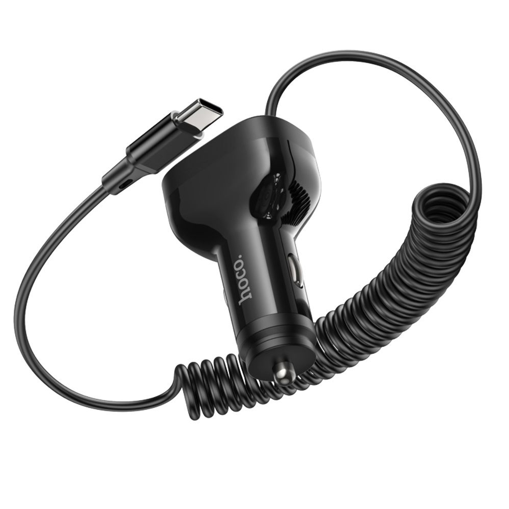 Автомобильний зарядний пристрій Hoco NZ11A, 2 USB, Type-C, Power Delivery (30 Вт), черное + кабель Type-C | зарядка, зарядное устройство