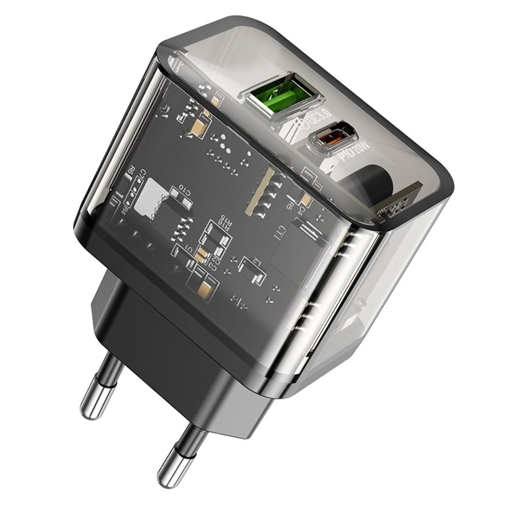 Сетевое зарядное устройство Hoco N34 USB/ Type-C, Quick Charge, PowerDelivery, черное