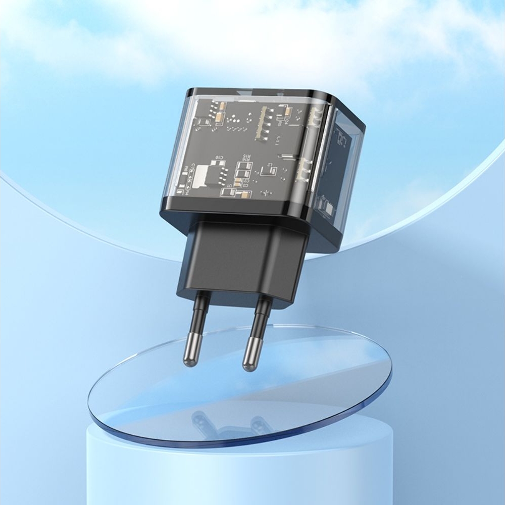 Сетевое зарядное устройство Hoco N34 USB/ Type-C, Quick Charge, PowerDelivery, черное