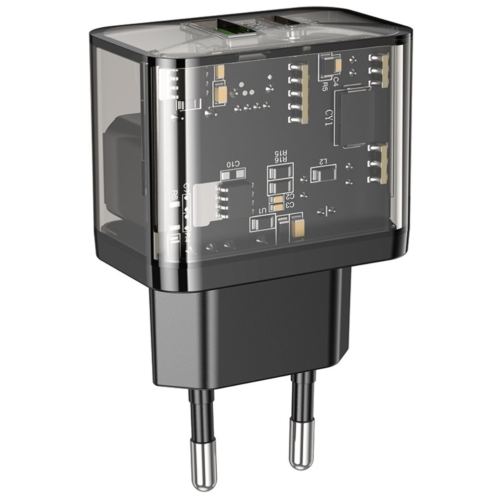 Сетевое зарядное устройство Hoco N34 USB/ Type-C, Quick Charge, PowerDelivery, черное