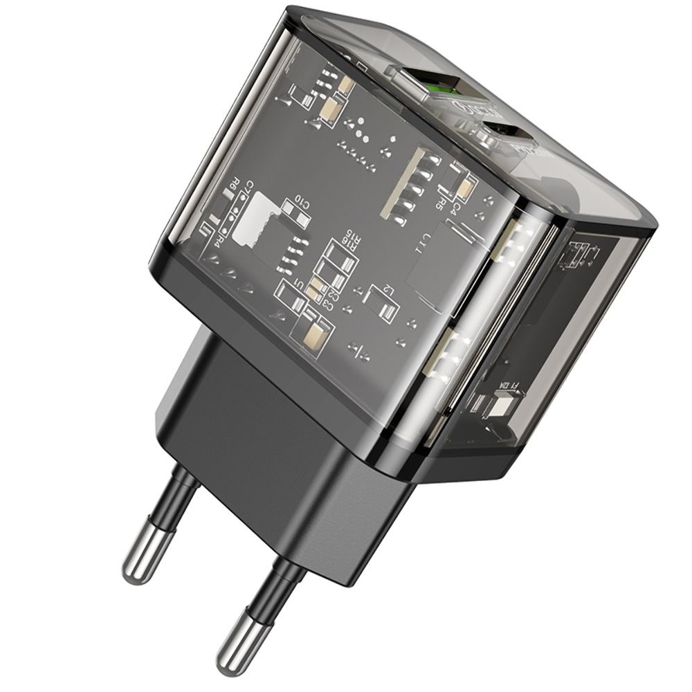 Сетевое зарядное устройство Hoco N34 USB/ Type-C, Quick Charge, PowerDelivery, черное