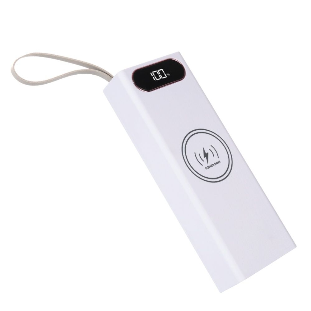 Корпус Multi-powerbank L20, под элементы 18650 до 20 шт, 22.5+15W, с беспроводной зарядкой и фонарём, білий