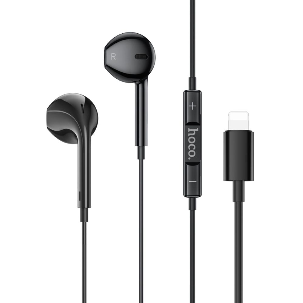 Наушники проводные вкладыши Hoco M111, с микрофоном, Lightning, черные