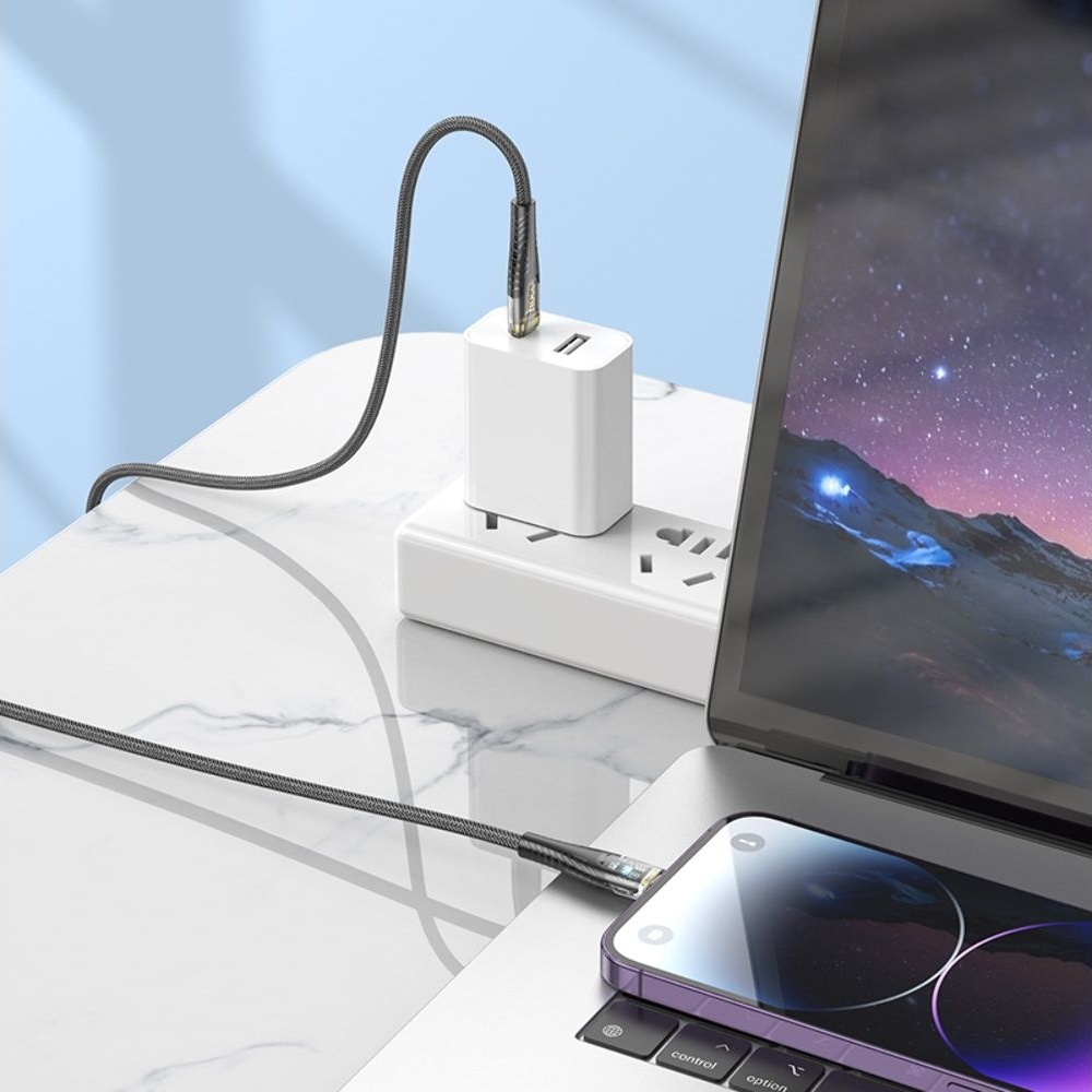 USB-кабель Hoco U121, Type-C на Lightning, PowerDelivery (27 Вт), 120 см, чорний