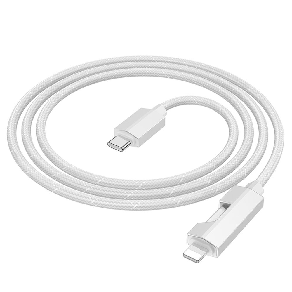 USB-кабель Hoco U123, Type-C на Lightning, 27 Вт, 100 см, сірий