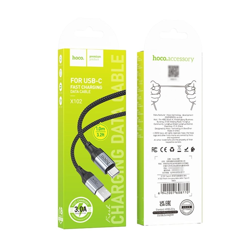 USB-кабель Hoco X102, Type-C, чорний