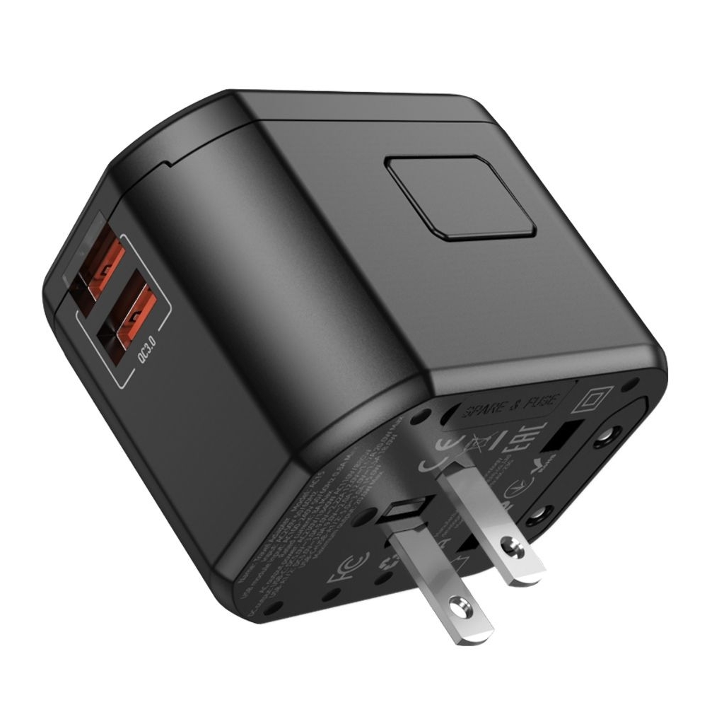 Сетевое зарядное устройство Hoco AC15, 2 USB, Type-C, черное