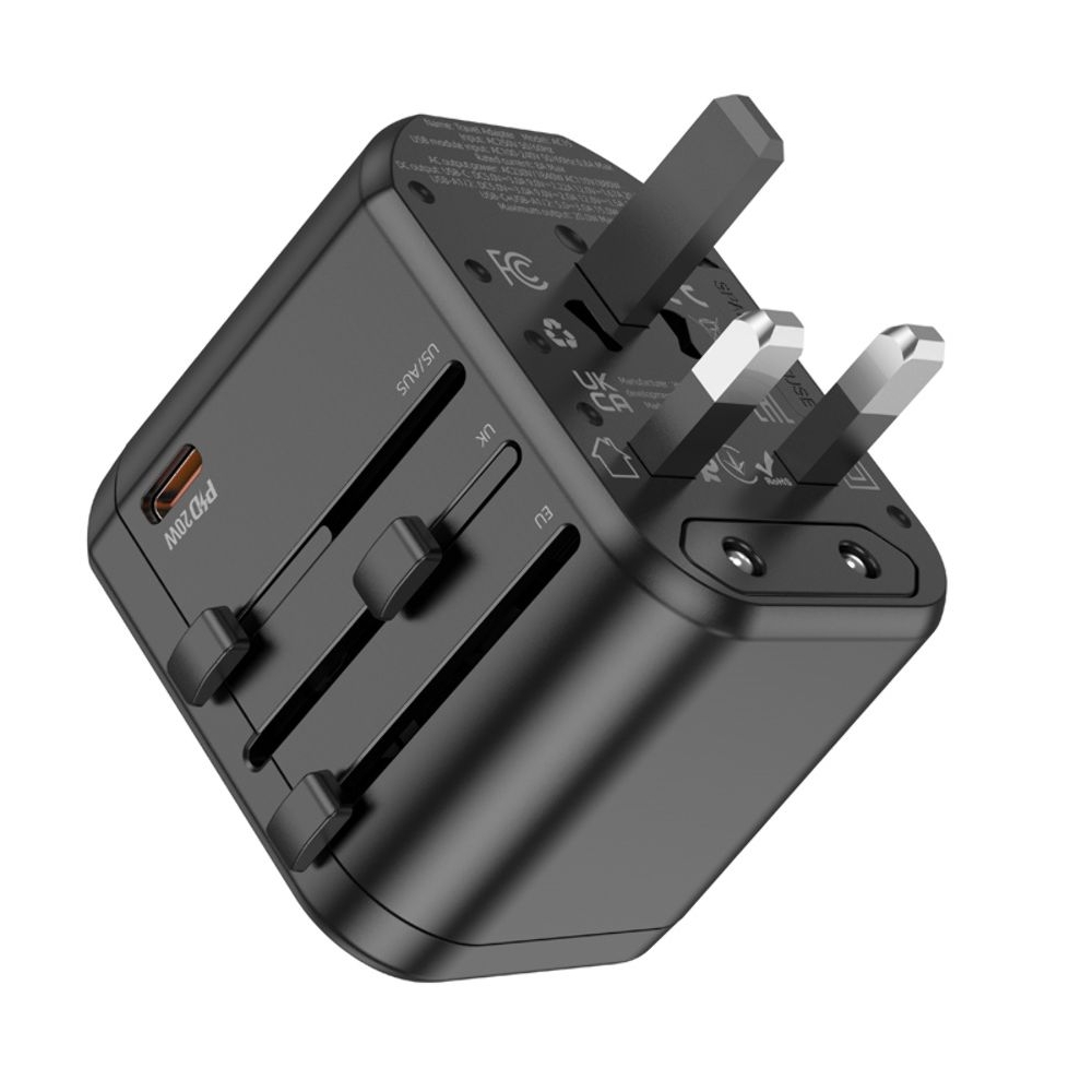 Сетевое зарядное устройство Hoco AC15, 2 USB, Type-C, черное