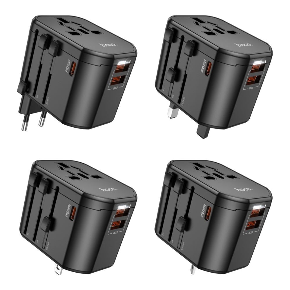 Сетевое зарядное устройство Hoco AC15, 2 USB, Type-C, черное