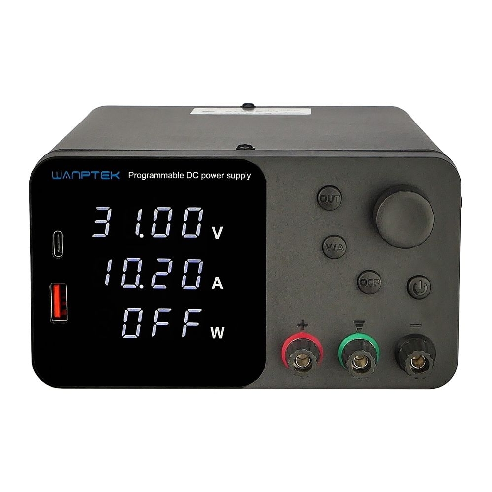 Блок питания Wanptek TPS3010, 30V, 10A, импульсный, с цифровой индикацией (V/A/W), USB A/ Type-C