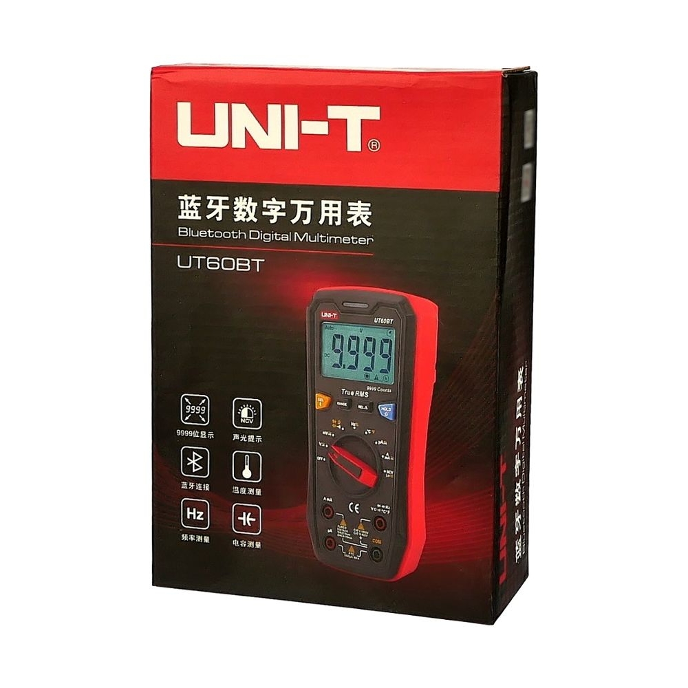 Мультиметр цифровой UNI-T UT60BT с функцией True RMS, Bluetooth, NCV, подсветкой, автоопределением, термопарой (ток до 10A)