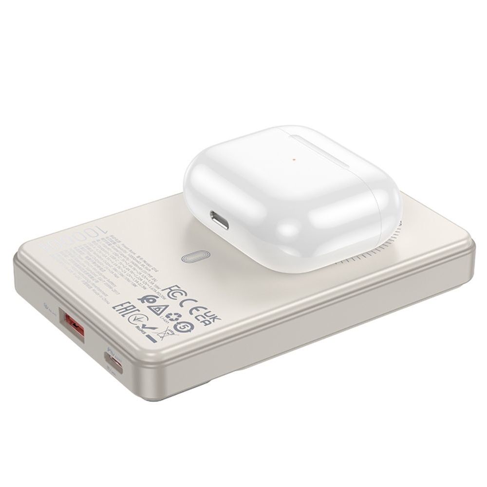 Power bank Hoco Q18 10000mAh PD 22.5W магнитный с функцией беспроводной зарядки, білий